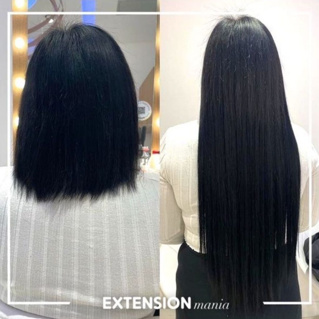 antes y después salon de Murcia de extensiones