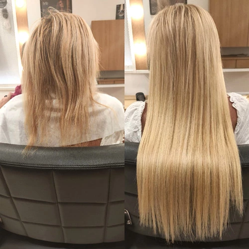 antes y después cabello rubio