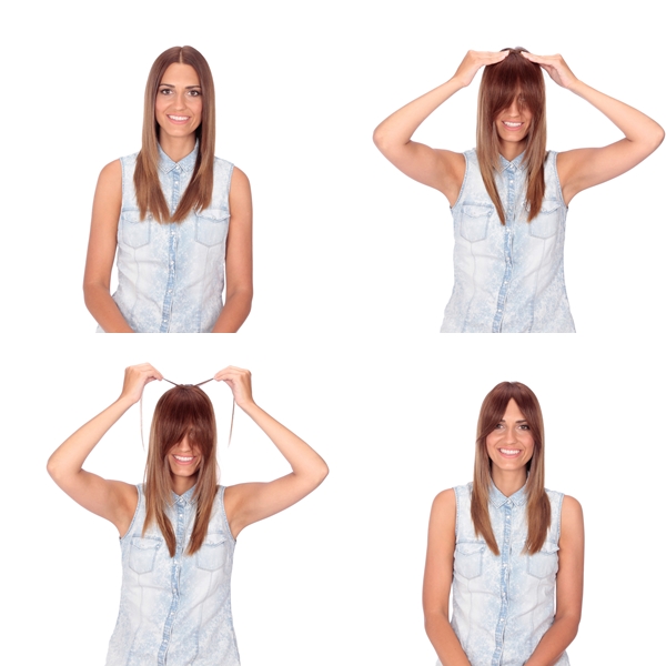 como colocarse un flequillo postizo con clips